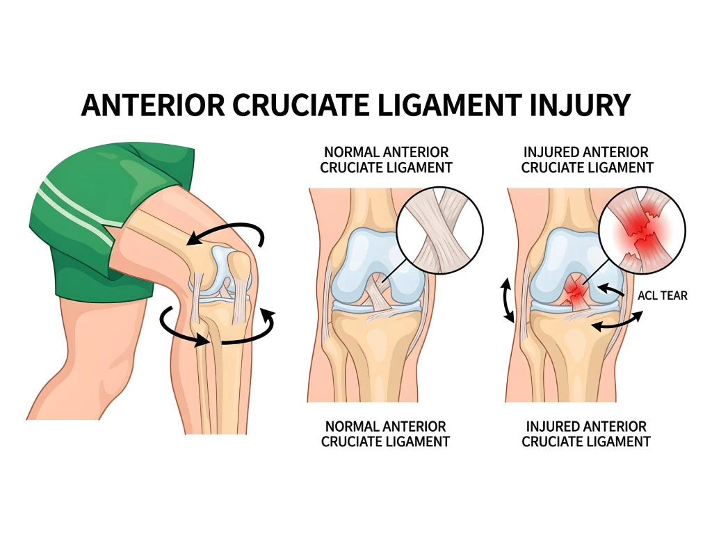 Comparison between a healthy meniscus and a torn meniscus in the knee